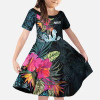 Niue Personalised Family Matching Tank Maxi Dress and Hawaiian Shirt Hiapo Mix Coconut Crab LT7 Daughter's Dress Art - Polynesian Pride