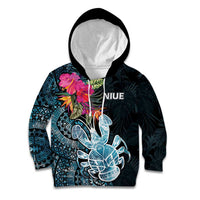 Niue Personalised Kid Hoodie Hiapo Mix Coconut Crab LT7 Hoodie Art - Polynesian Pride