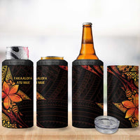 Niue Fakaalofa Atu 4 in 1 Can Cooler Tumbler Whale Hiapo Fiery Motif LT7 - Polynesian Pride