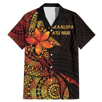 Niue Fakaalofa Atu Personalised Family Matching Mermaid Dress and Hawaiian Shirt Whale Hiapo Fiery Motif LT7 Dad's Shirt - Short Sleeve Art - Polynesian Pride