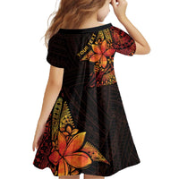 Niue Fakaalofa Atu Personalised Family Matching Off The Shoulder Long Sleeve Dress and Hawaiian Shirt Whale Hiapo Fiery Motif LT7 - Polynesian Pride