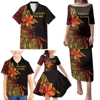 Niue Fakaalofa Atu Personalised Family Matching Puletasi and Hawaiian Shirt Whale Hiapo Fiery Motif LT7 - Polynesian Pride