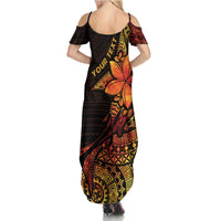 Niue Fakaalofa Atu Personalised Family Matching Summer Maxi Dress and Hawaiian Shirt Whale Hiapo Fiery Motif LT7 - Polynesian Pride