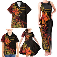 Niue Fakaalofa Atu Personalised Family Matching Tank Maxi Dress and Hawaiian Shirt Whale Hiapo Fiery Motif LT7 - Polynesian Pride