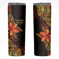 Niue Fakaalofa Atu Skinny Tumbler Whale Hiapo Fiery Motif LT7 Art - Polynesian Pride