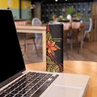 Niue Fakaalofa Atu Skinny Tumbler Whale Hiapo Fiery Motif LT7 - Polynesian Pride