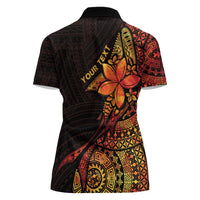 Niue Fakaalofa Atu Personalised Women Polo Shirt Whale Hiapo Fiery Motif LT7 - Polynesian Pride