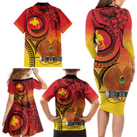 Papua New Guinea 50 Years Family Matching Long Sleeve Bodycon Dress and Hawaiian Shirt Motuan Motifs LT7 - Polynesian Pride