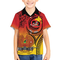 Papua New Guinea 50 Years Family Matching Long Sleeve Bodycon Dress and Hawaiian Shirt Motuan Motifs LT7 Son's Shirt Colorful - Polynesian Pride