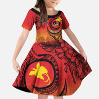 Papua New Guinea 50 Years Family Matching Off Shoulder Maxi Dress and Hawaiian Shirt Motuan Motifs LT7 Daughter's Dress Colorful - Polynesian Pride