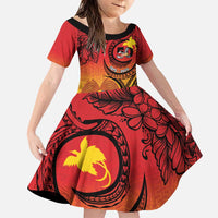 Papua New Guinea 50 Years Family Matching Puletasi and Hawaiian Shirt Motuan Motifs LT7 Daughter's Dress Colorful - Polynesian Pride