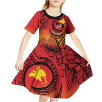 Papua New Guinea 50 Years Kid Short Sleeve Dress Motuan Motifs