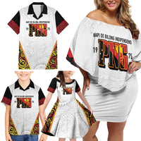 Personalized Papua New Guinea Family Matching Off Shoulder Short Dress and Hawaiian Shirt Hapi De bilong Indipendens PNG LT7 - Polynesian Pride