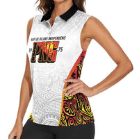 Personalized Papua New Guinea Women Sleeveless Polo Shirt Hapi De bilong Indipendens PNG