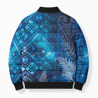 Aotearoa Taniko Matariki Bomber Puffer Jacket Cosmic Blue