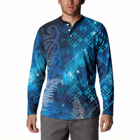 Aotearoa Taniko Matariki Button Sweatshirt Cosmic Blue