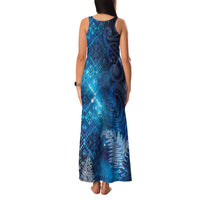 Aotearoa Taniko Matariki Family Matching Tank Maxi Dress and Hawaiian Shirt Cosmic Blue