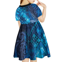 Aotearoa Taniko Matariki Kid Short Sleeve Dress Cosmic Blue