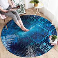 Aotearoa Taniko Matariki Round Carpet Cosmic Blue