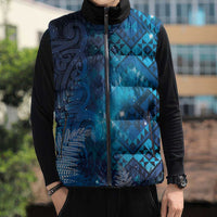 Aotearoa Taniko Matariki Sleeveless Puffer Jacket Cosmic Blue