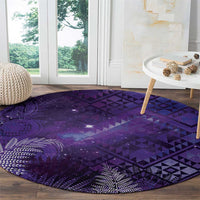 Aotearoa Taniko Matariki Round Carpet Cosmic Violet