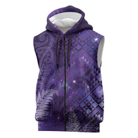 Aotearoa Taniko Matariki Sleeveless Zip Hoodie Cosmic Violet