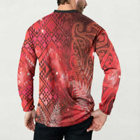Aotearoa Taniko Matariki Button Sweatshirt Cosmic Red