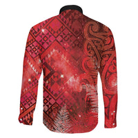 Aotearoa Taniko Matariki Family Matching Off Shoulder Maxi Dress and Hawaiian Shirt Cosmic Red