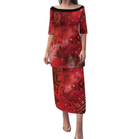 Aotearoa Taniko Matariki Family Matching Puletasi and Hawaiian Shirt Cosmic Red
