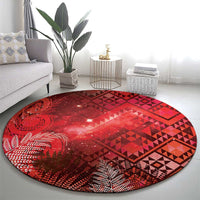 Aotearoa Taniko Matariki Round Carpet Cosmic Red