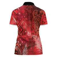 Aotearoa Taniko Matariki Women Polo Shirt Cosmic Red