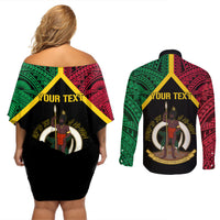 Vanuatu 44th Independence Anniversary Couples Matching Off Shoulder Short Dress and Long Sleeve Button Shirt