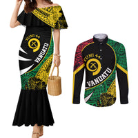 Vanuatu Independence Day Yumi 44 Couples Matching Mermaid Dress and Long Sleeve Button Shirt LT7 Colorful - Polynesian Pride