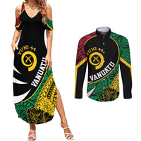 Vanuatu Independence Day Yumi 44 Couples Matching Summer Maxi Dress and Long Sleeve Button Shirt