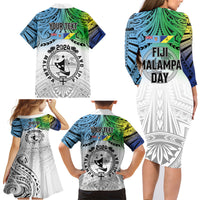 Malampa Fiji Day Family Matching Long Sleeve Bodycon Dress and Hawaiian Shirt Gradient Style LT7 - Polynesian Pride