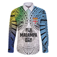 Malampa Fiji Day Family Matching Long Sleeve Bodycon Dress and Hawaiian Shirt Gradient Style LT7 Dad's Shirt - Long Sleeve White - Polynesian Pride