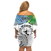 Malampa Fiji Day Off Shoulder Short Dress Gradient Style LT7 - Polynesian Pride