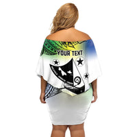 Malampa Day Off Shoulder Short Dress Emblem Gradient Style LT7 - Polynesian Pride