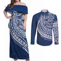 Tonga Queen Salote College Personalized Couples Matching Off Shoulder Maxi Dress and Long Sleeve Button Shirt Ngatu Tokelaufeletoa Motifs