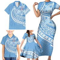 Tonga Apifo'ou Kolisi Personalized Family Matching Short Sleeve Bodycon Dress and Hawaiian Shirt Ngatu Tokelaufeletoa Motifs LT7 - Polynesian Pride