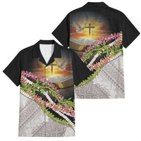 Hawaii Mokihana Mix Pikake Leis Mahalo 'Olelo Family Matching Off Shoulder Maxi Dress and Hawaiian Shirt Black