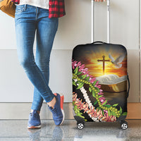 Hawaii Mokihana Mix Pikake Leis Mahalo 'Olelo Luggage Cover Black LT7 - Polynesian Pride
