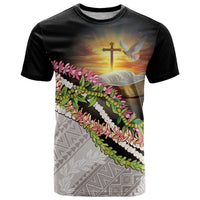 Hawaii Mokihana Mix Pikake Leis Mahalo 'Olelo T Shirt Black LT7 Black - Polynesian Pride