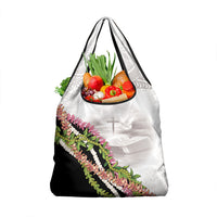 Hawaii Mokihana Mix Pikake Leis Mahalo 'Olelo Grocery Bag White Tapa LT7 1-pack One Size White - Polynesian Pride