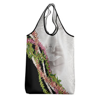 Hawaii Mokihana Mix Pikake Leis Mahalo 'Olelo Grocery Bag White Tapa LT7 - Polynesian Pride