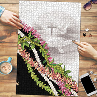 Hawaii Mokihana Mix Pikake Leis Mahalo 'Olelo Puzzle White Tapa