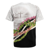 Hawaii Mokihana Mix Pikake Leis Mahalo 'Olelo Rugby Jersey White Tapa