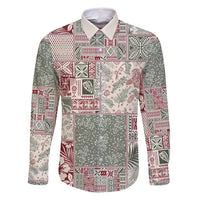 Aloha Hawaii Pastel Christmas Patchwork Family Matching Long Sleeve Bodycon Dress and Hawaiian Shirt Classic Style - Polynesian Pride