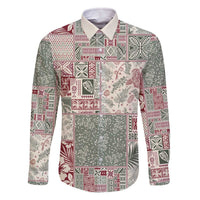 Aloha Hawaii Pastel Christmas Patchwork Family Matching Off The Shoulder Long Sleeve Dress and Hawaiian Shirt Classic Style - Polynesian Pride