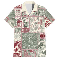 Aloha Hawaii Pastel Christmas Patchwork Family Matching Short Sleeve Bodycon Dress and Hawaiian Shirt Classic Style - Polynesian Pride